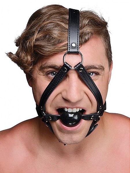 Strict Head Harness with Ball Gag: Kopfgeschirr mit Knebel, schwarz