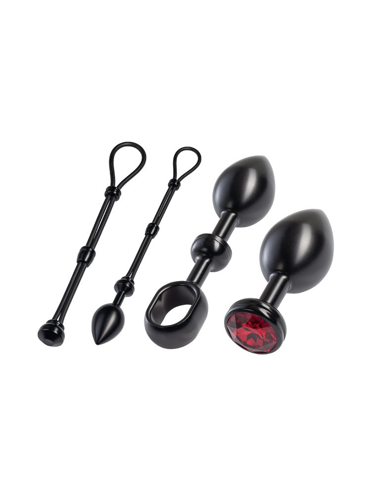 Malesation Alu Cock-Grip Set groß, schwarz/rot