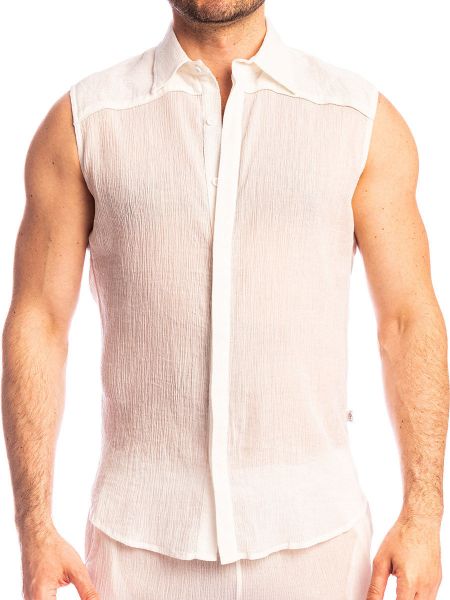 L'Homme Beynac: Sleeveless Shirt, weiß
